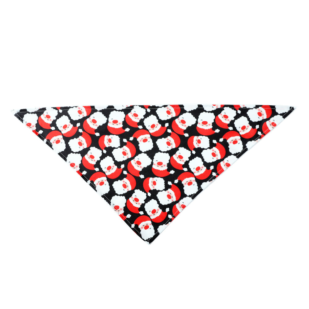 Christmas Pet Bandana Polyester Printed Triangle Scarf Reindeer Santa Snowflake Pattern For Dogs Cats Holiday Party Decoration