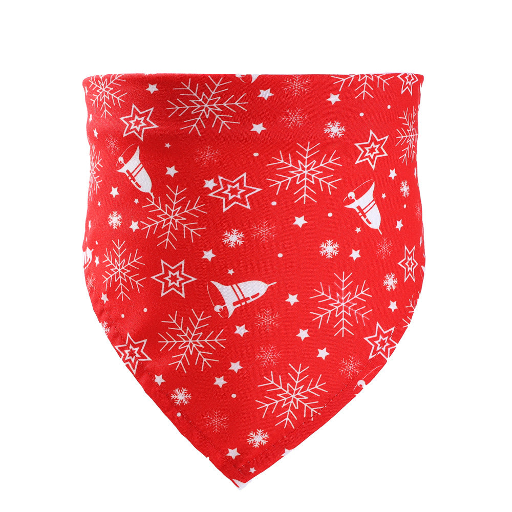 Christmas Pet Bandana Polyester Printed Triangle Scarf Reindeer Santa Snowflake Pattern For Dogs Cats Holiday Party Decoration