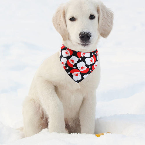 Christmas Pet Bandana Polyester Printed Triangle Scarf Reindeer Santa Snowflake Pattern For Dogs Cats Holiday Party Decoration
