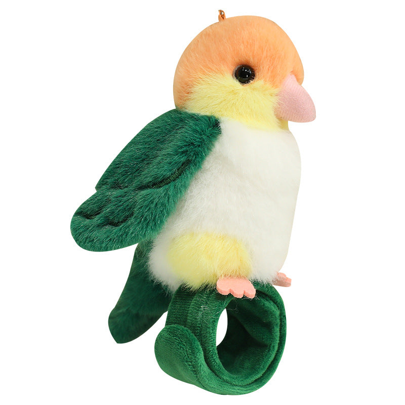 Cute Parrot Plush Slap Bracelet Bird Shape Snap Band Wristband Keychain Pendant Soft Animal Decorative Accessory